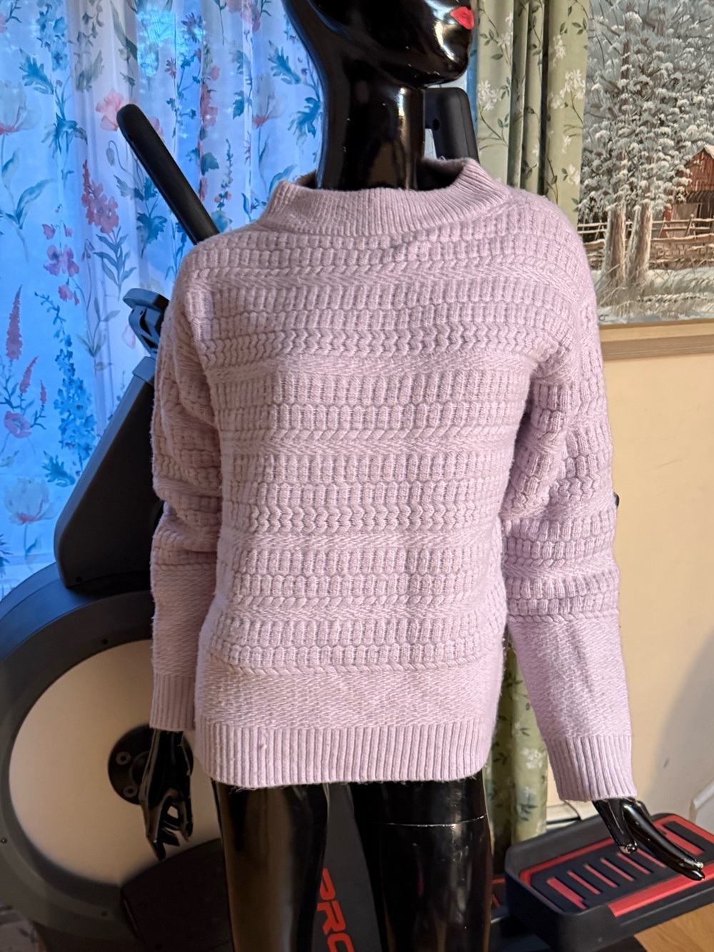 Ann Taylor Lavender Crewneck Textured Knit Sweater